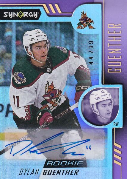 AUTO RC karta DYLAN GUENTHER 22-23 Synergy Rookie Purple Auto /99